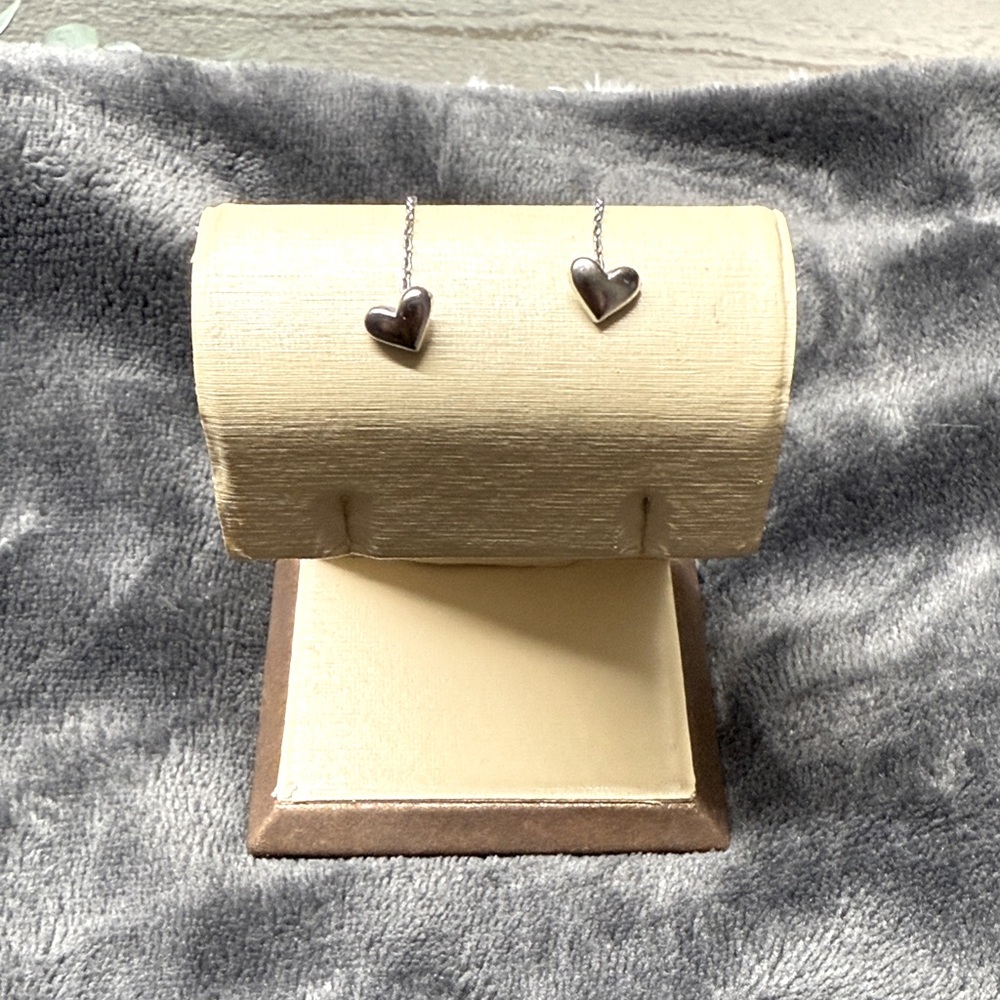 Sterling silver heart threader earrings